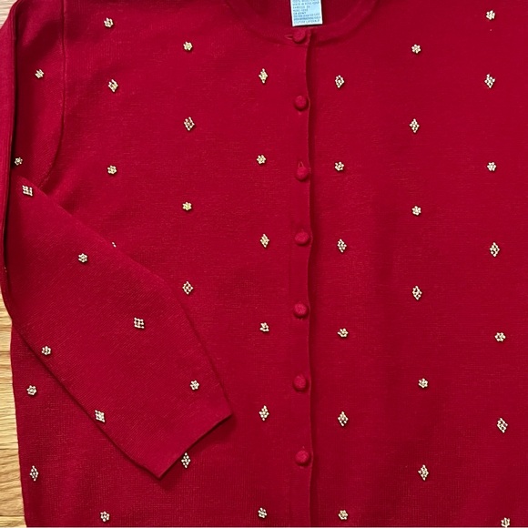 Talbots Wool Cardigan Red Size Medium Excellent Condition - Picture 10 of 10